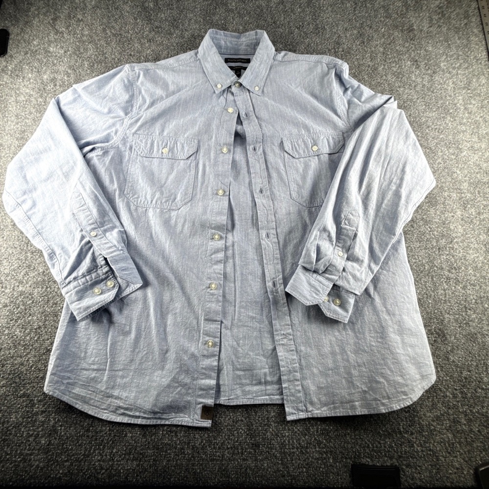Banana Republic Mens Blue Chambray Button Down Shirt Standard Fit Large L Pocket